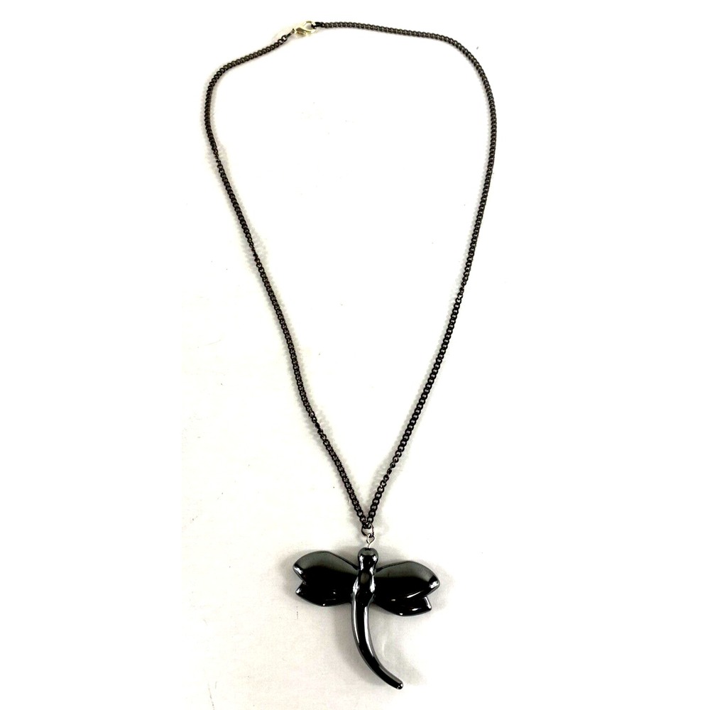 Dragonfly Choker Necklace 12" Gunmetal Gray Hematite